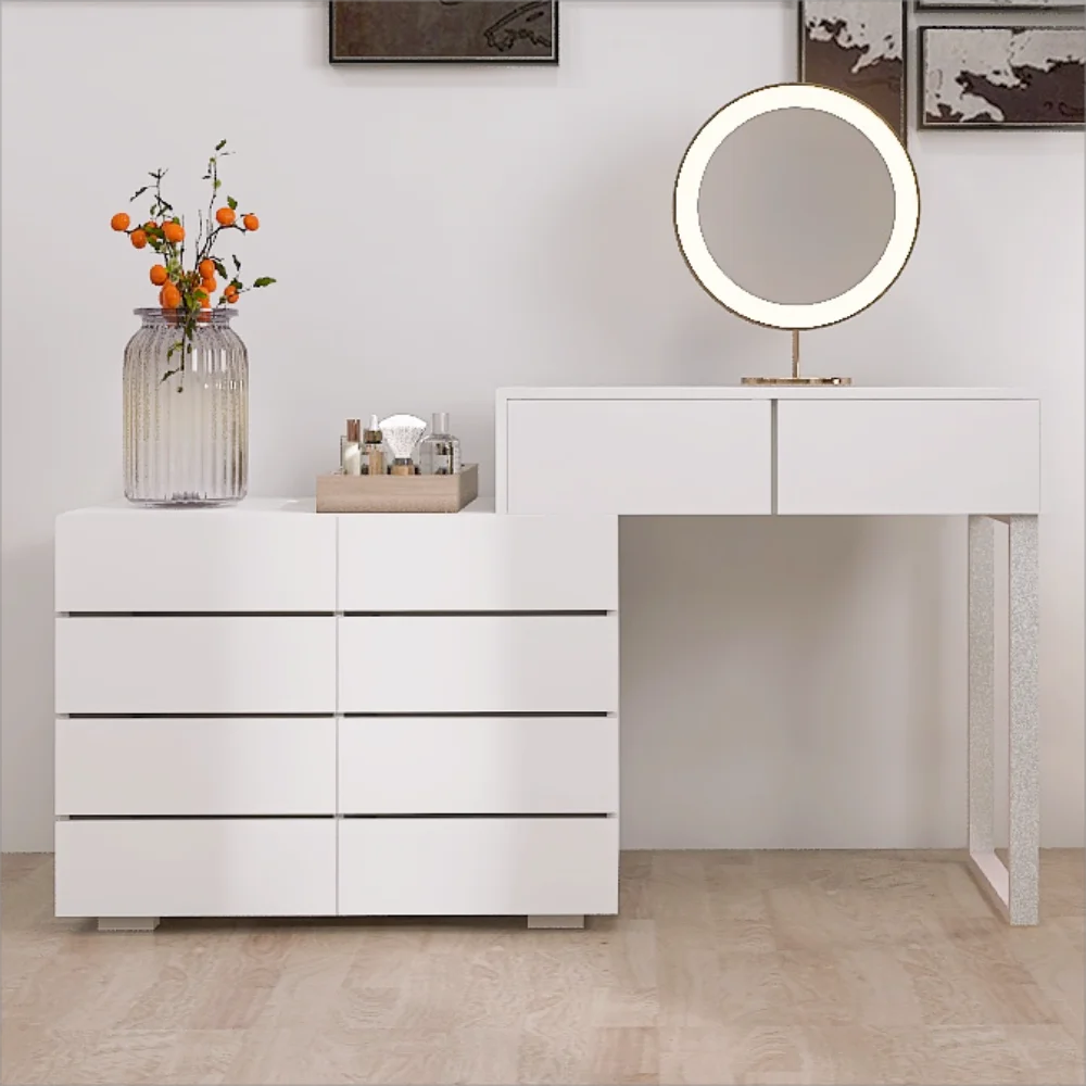 White 6 Drawer Rustic Wood Dresser C6179