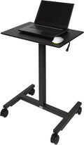 Black Mobile Rolling Height Adjustable Laptop Workstation Desk W45358