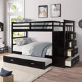 Twin Over Twin Bunk Bed with Trundle and Staircase X949221