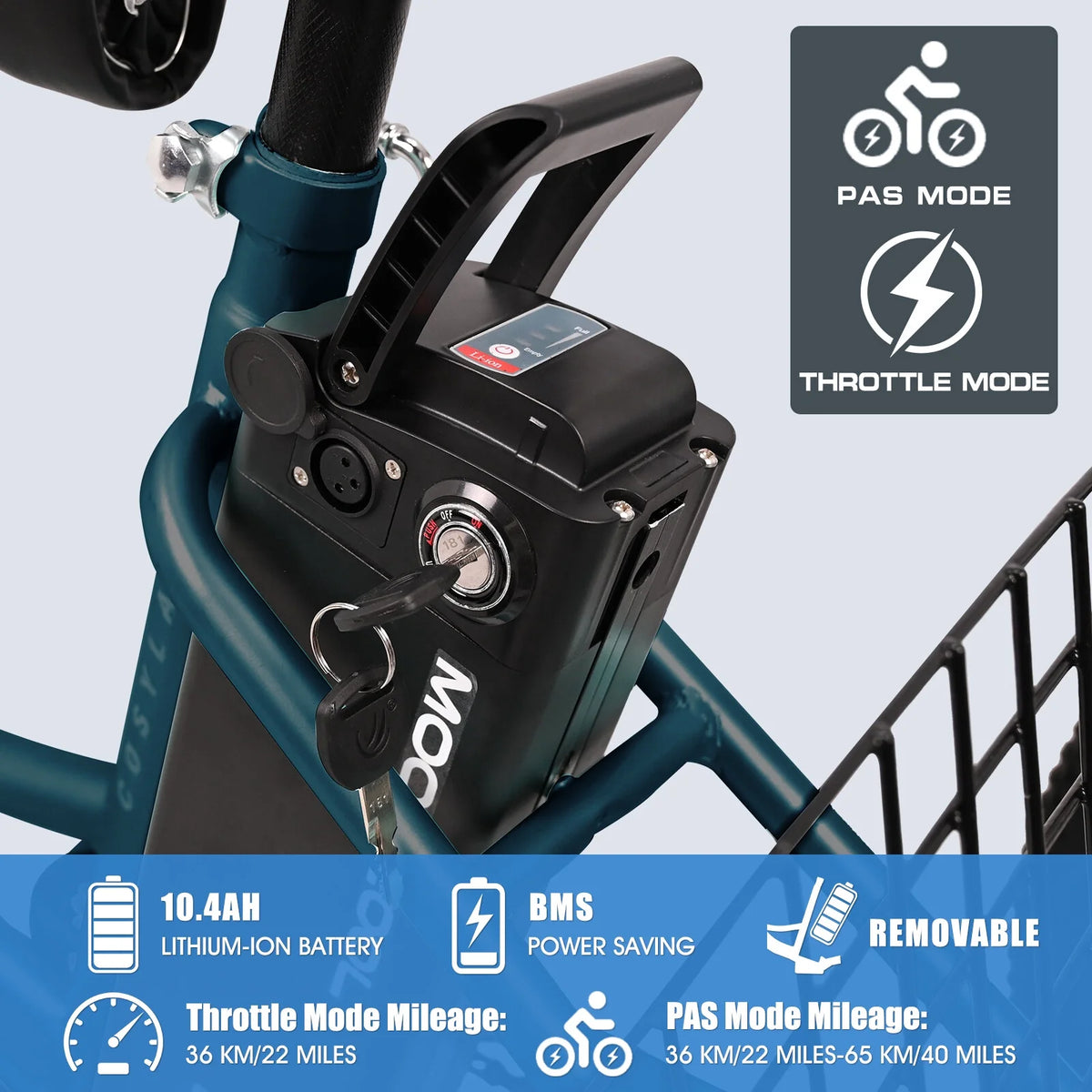 24 Inch 3 Wheel Electric Tricycle with 36V Removable Lithium Battery S77967