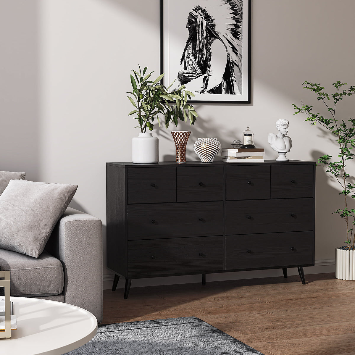 White 6 Drawer Rustic Wood Dresser C6179