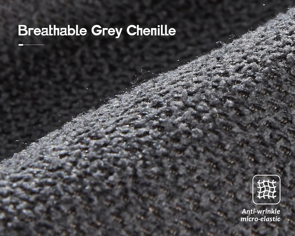 89 inch Grey Chenille Sofa with USB Charging Ports & Cup Holders Q549628
