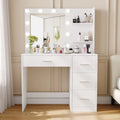 White Makeup Vanity Table with Lighted Mirror and 4 Drawers Y22904