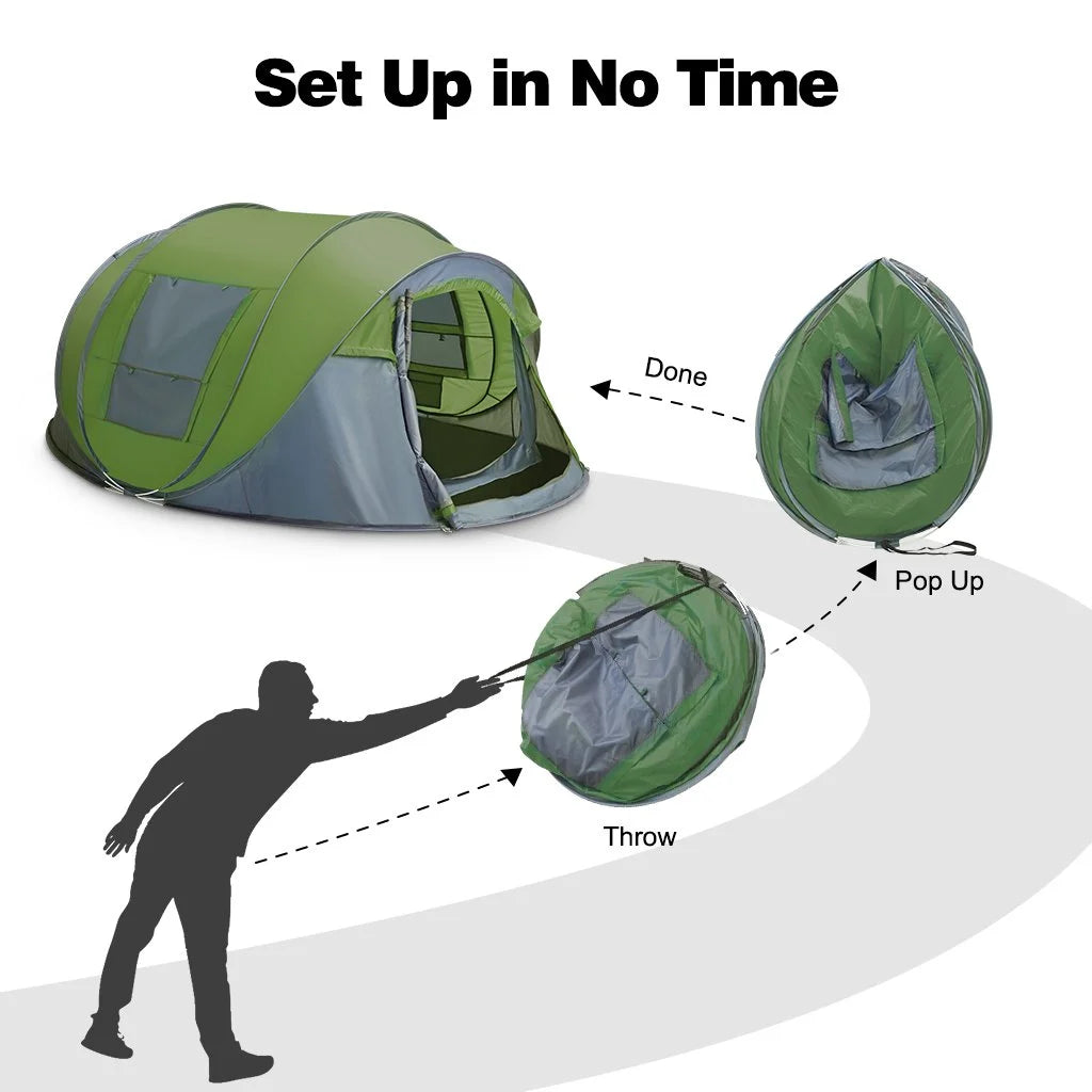 4 Person Pop up Tent Waterproof 2 Doors Q64023