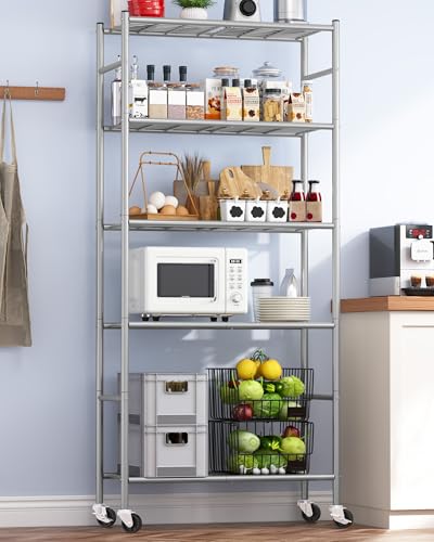 5 Tier Metal Storage Shelves with Wheels A59185