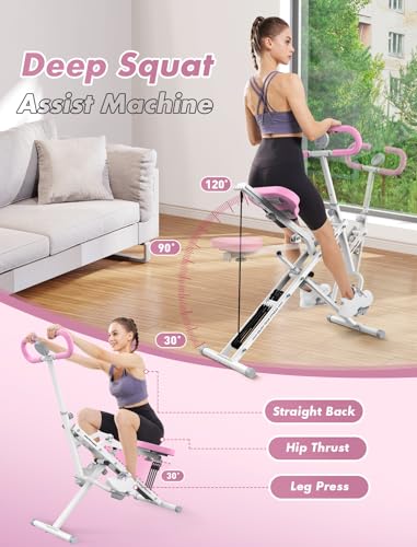 Pink Foldable Rowing Machine with 4 Resistance Bands G42822