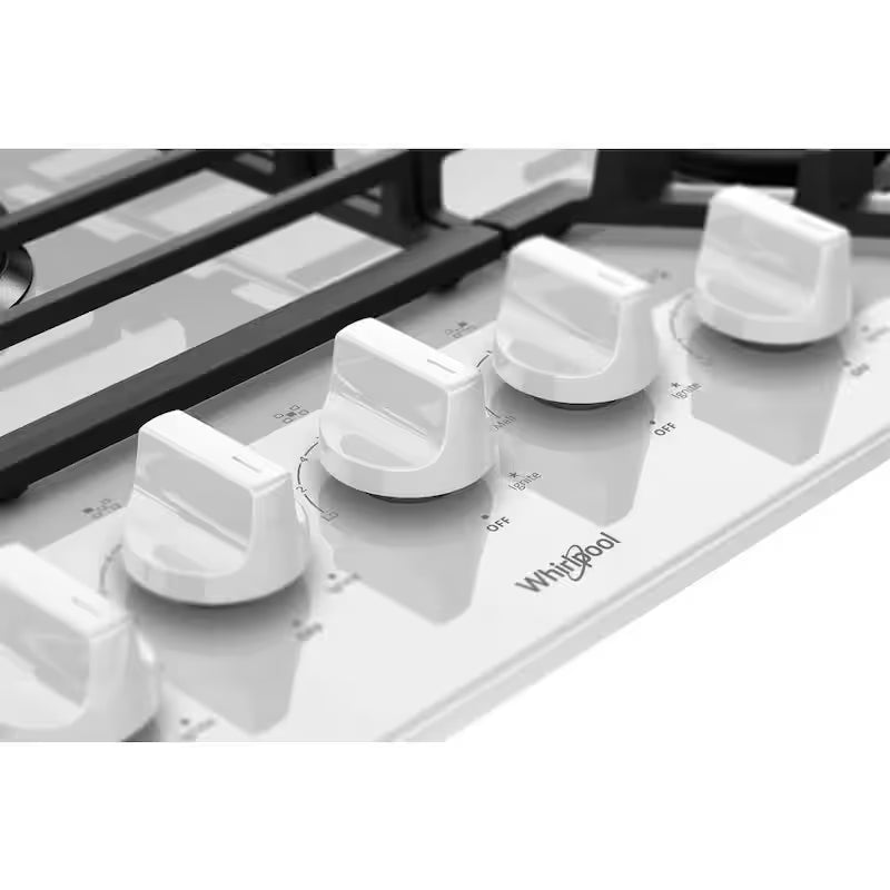 White 36 in. 5 Burner Gas Cooktop with Cast-Iron Grates T36101