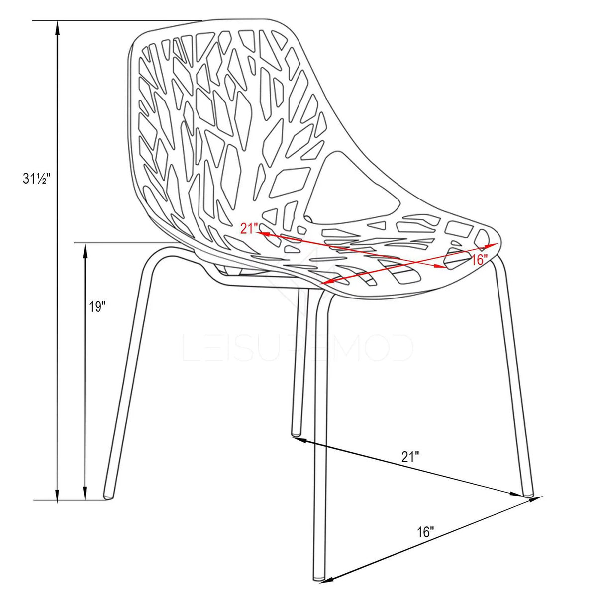 Vintage Modern Dining Chair with Chromed Legs Set of 2 U43053