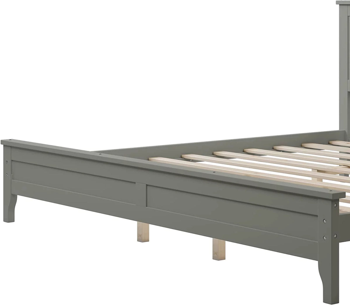 King Size Wood Platform Bed Frame with Headboard and Slat Support, Grey W2152