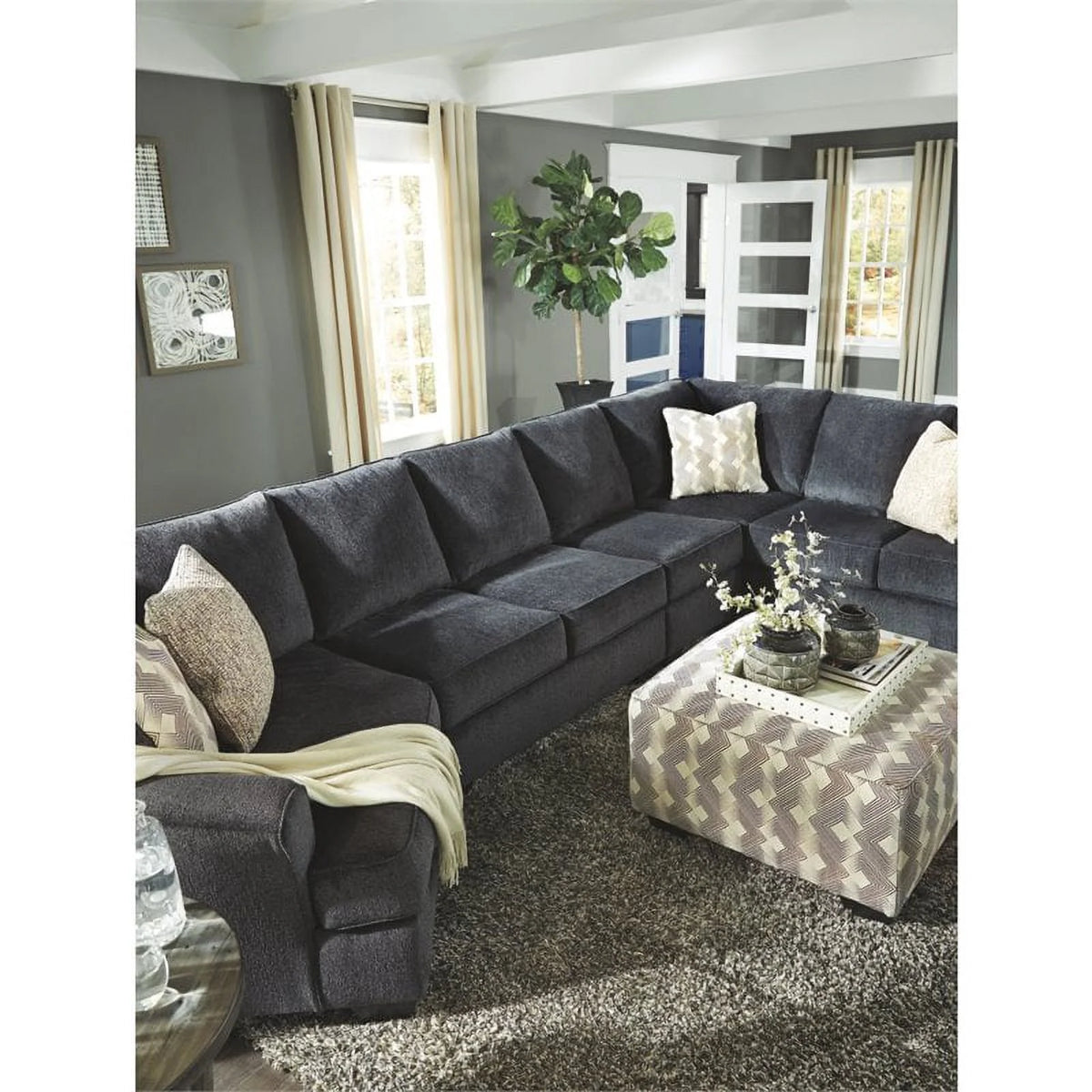 Gray Oversized Fabric Accent Ottoman Z3490