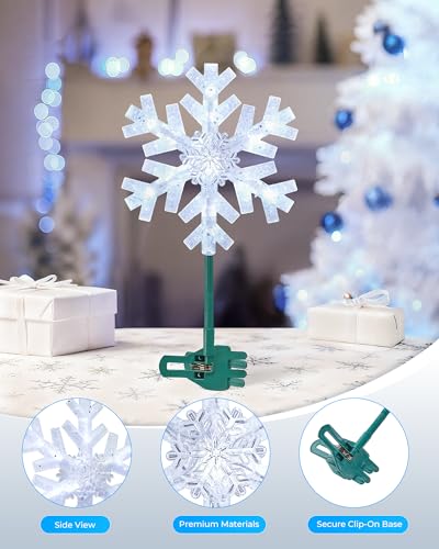 Lighted 3D Snowflake Star Christmas Tree Topper with 15 Bulbs T779461