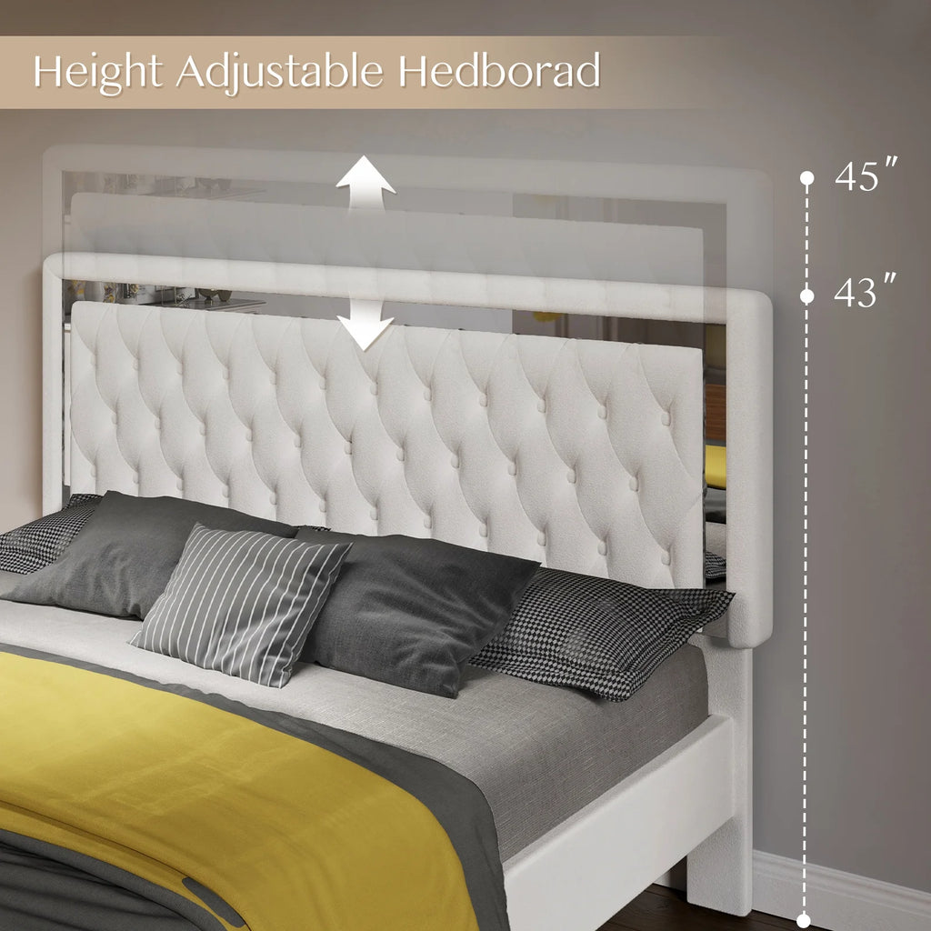 Queen Size Velvet Button Tufted LED Bed Frame K1250
