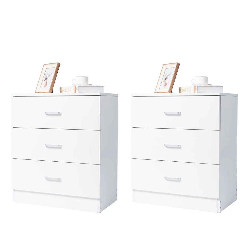 Set of 2 White 3 Drawer Dresser T6916