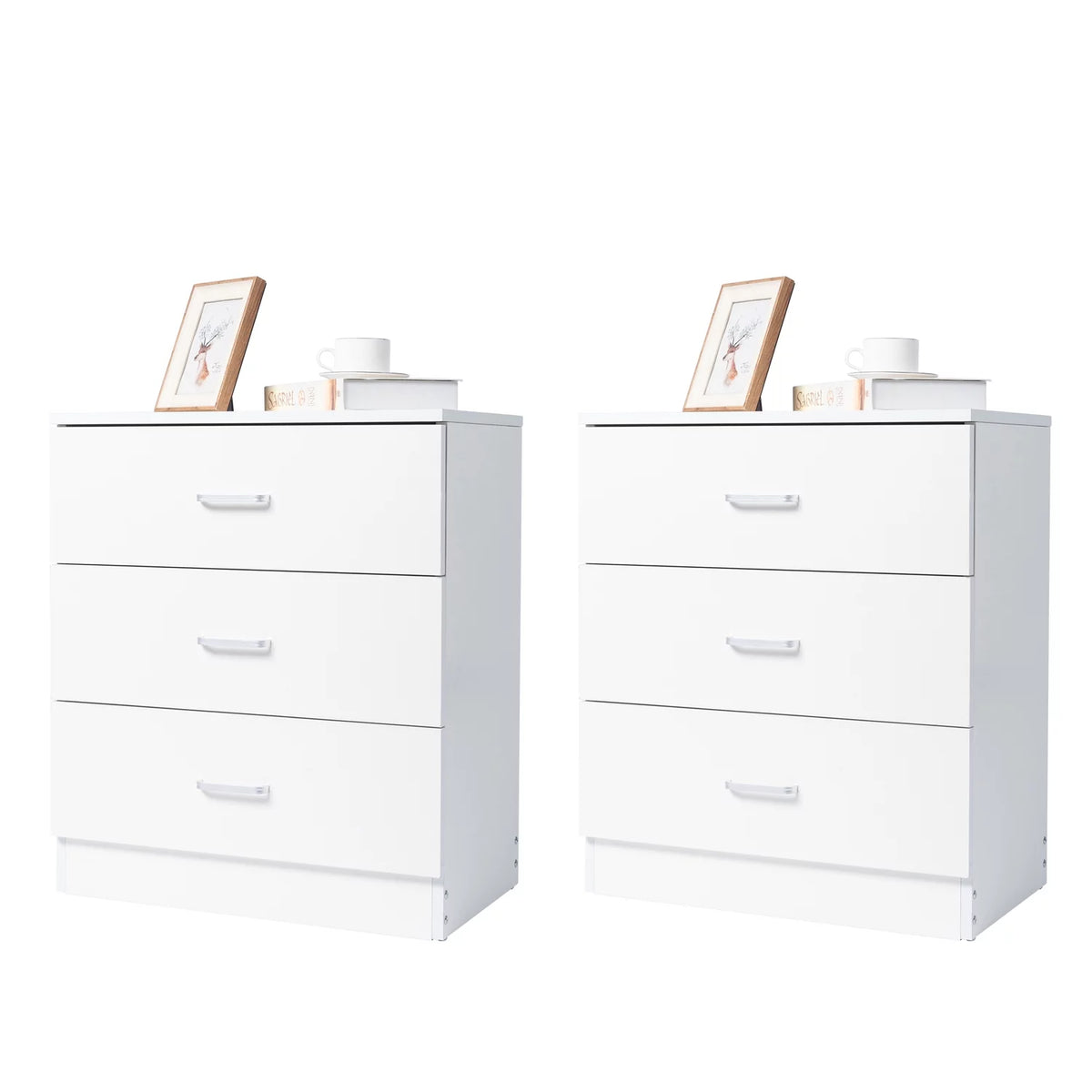 Set of 2 White 3 Drawer Dresser T6916
