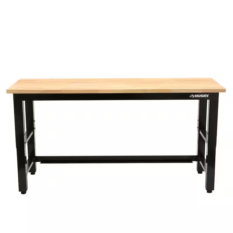 Adjustable Height Solid Wood Top Workbench in Black N4363