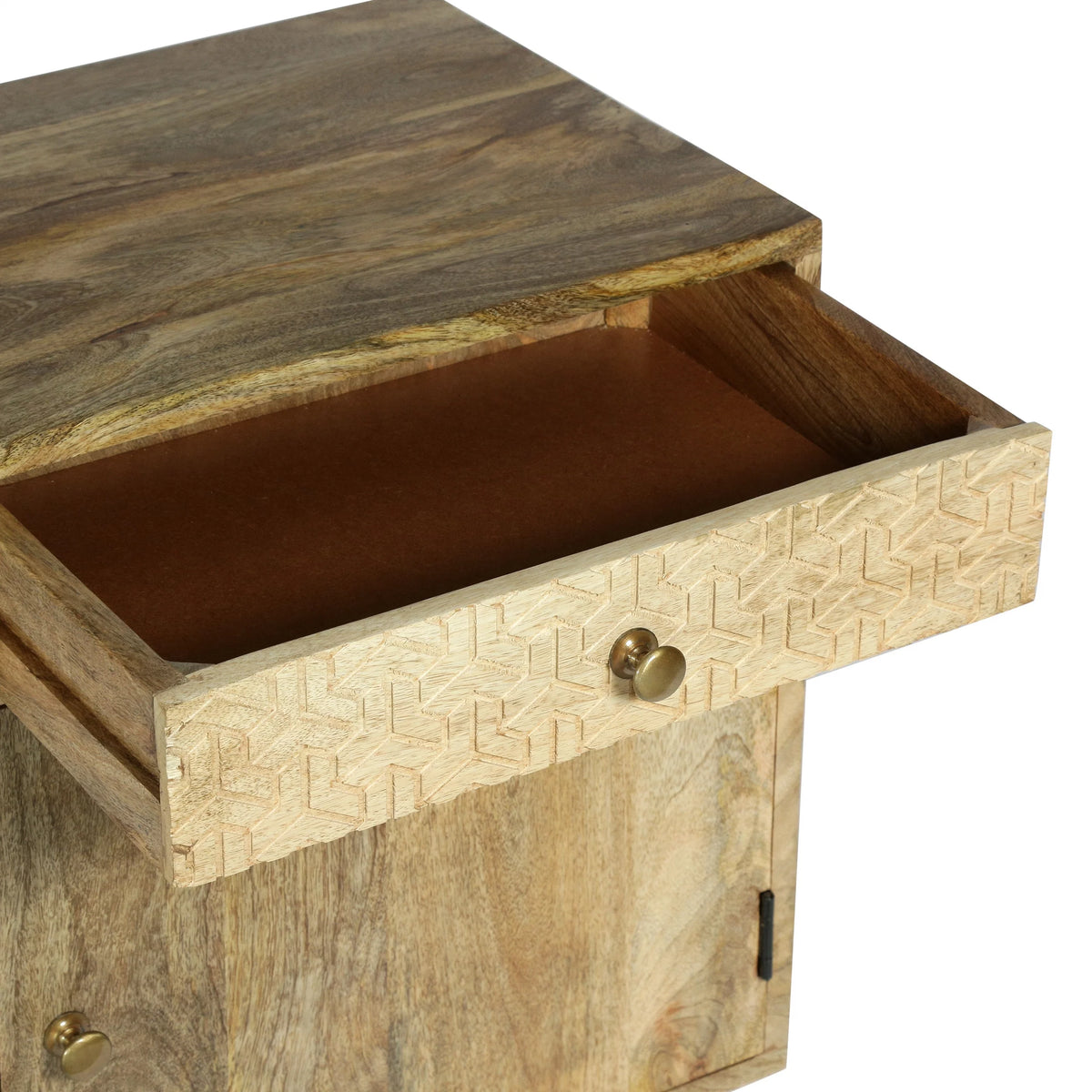 Handcrafted Mango Wood Nightstand with Storage C41624