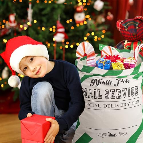 2 Pack Christmas Stripe Canvas Santa Sack with Drawstring S537806