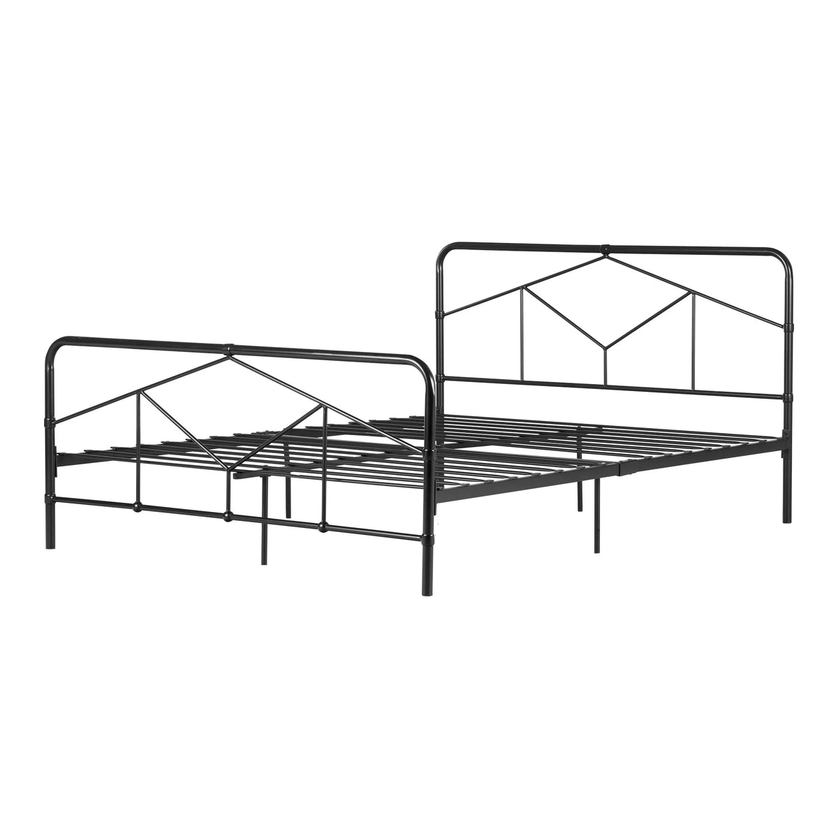 Queen Geometric Metal Platform Bed Matte Black Y1041