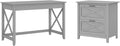 Linen White Oak Writing Desk with File Cabinet P37890