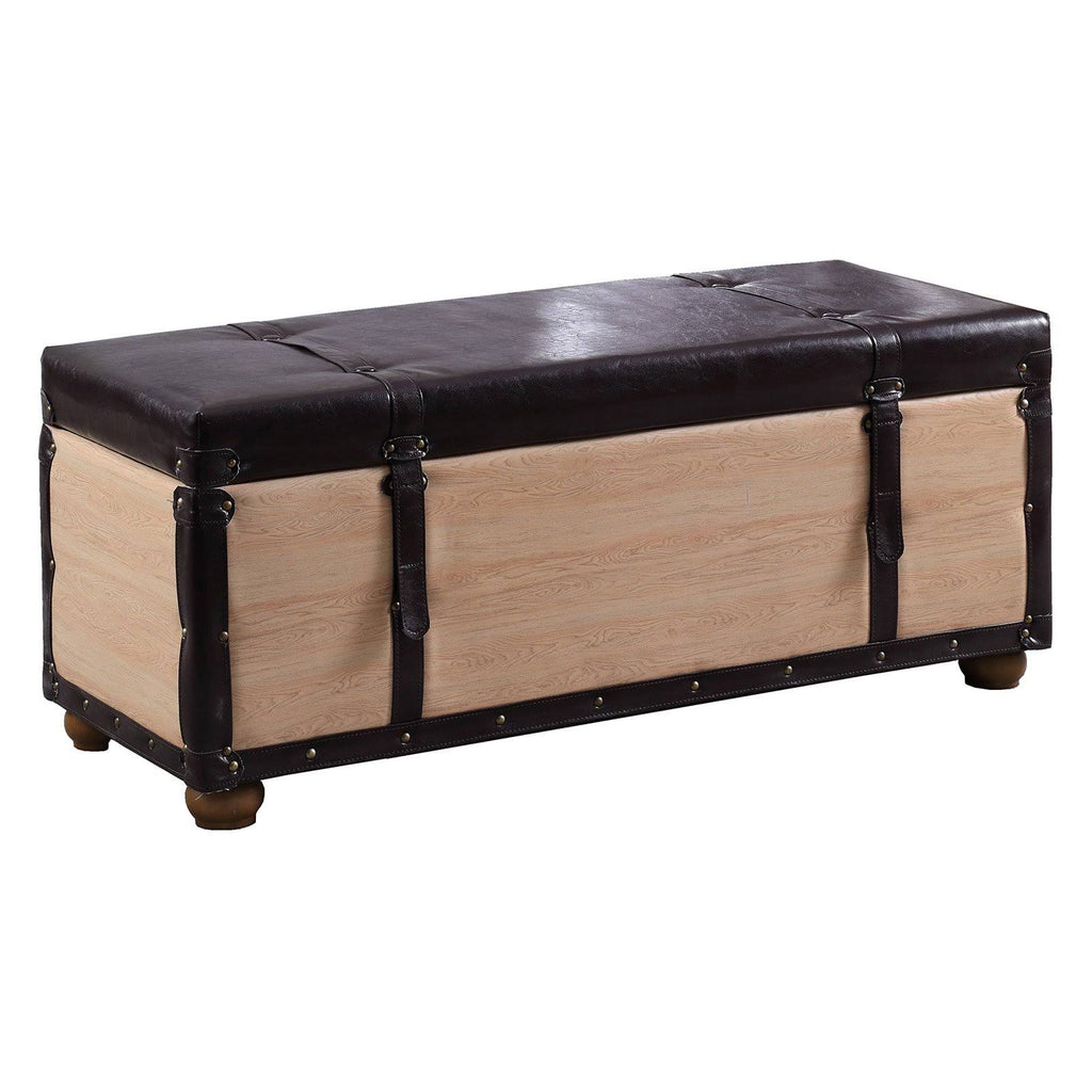 Brown Bonded Leather Storage Bench Z693312