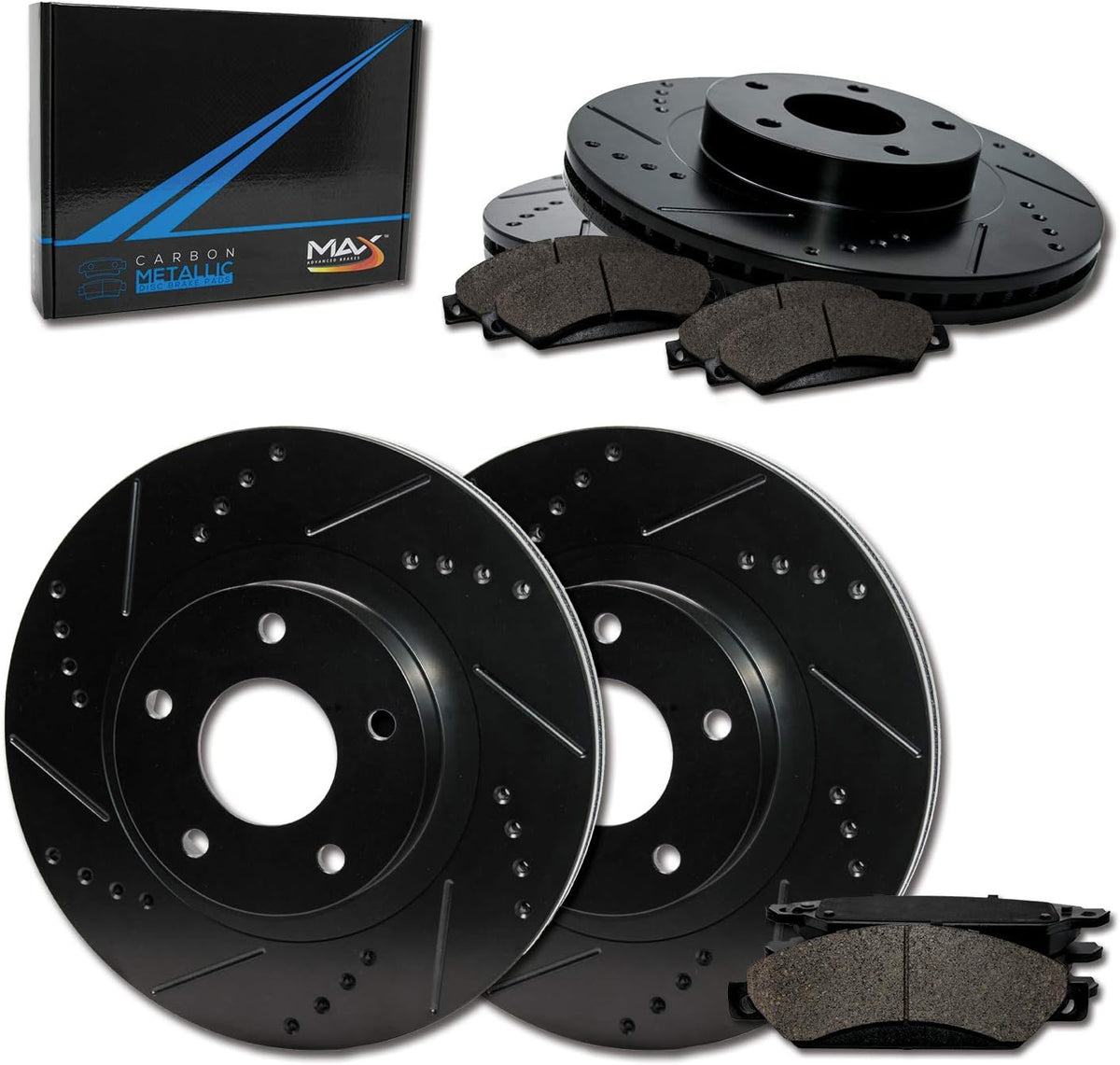 Front and Rear Brake Rotors with Carbon Metallic Pads M476