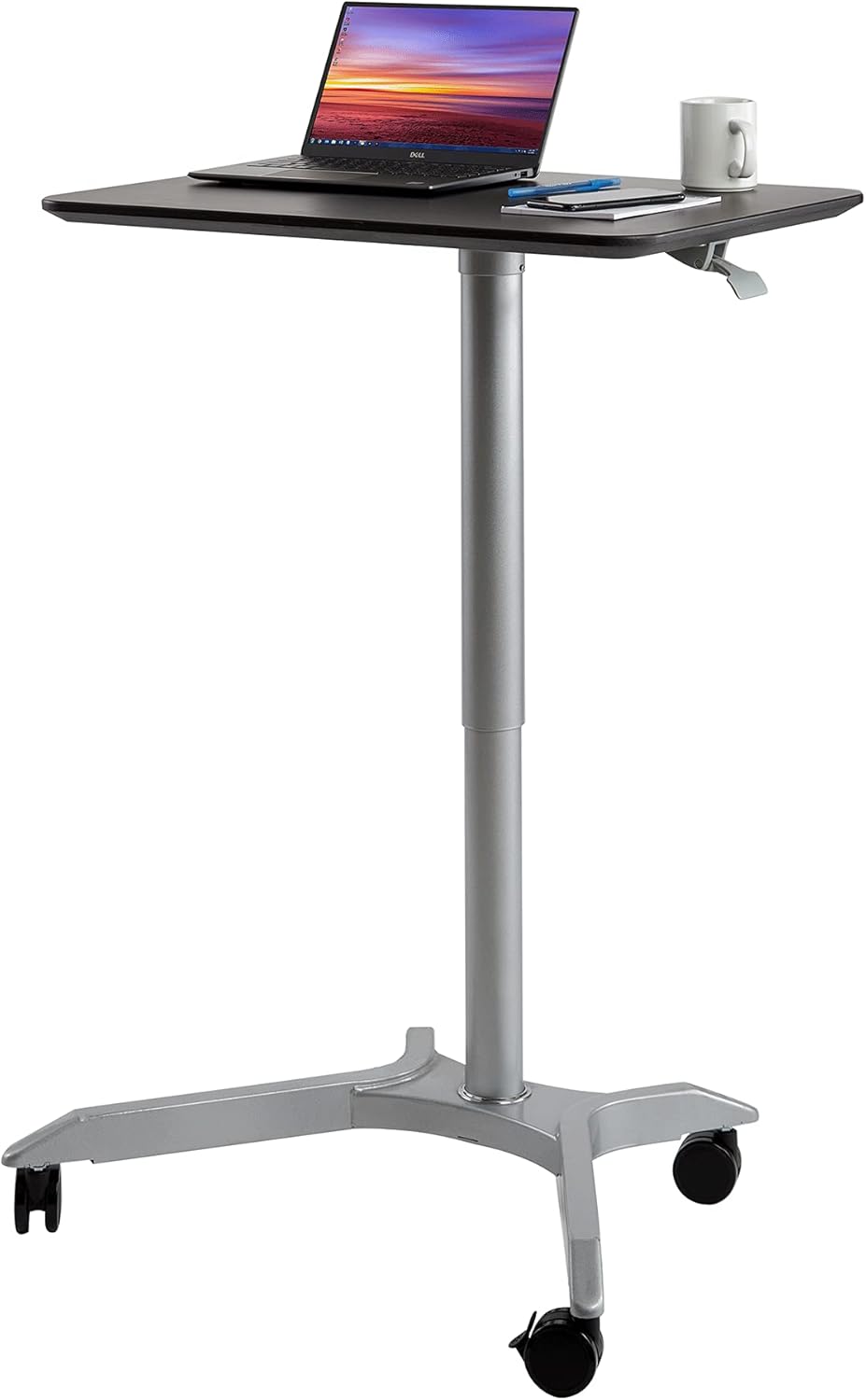 Black Mobile Rolling Height Adjustable Laptop Workstation Desk W45358
