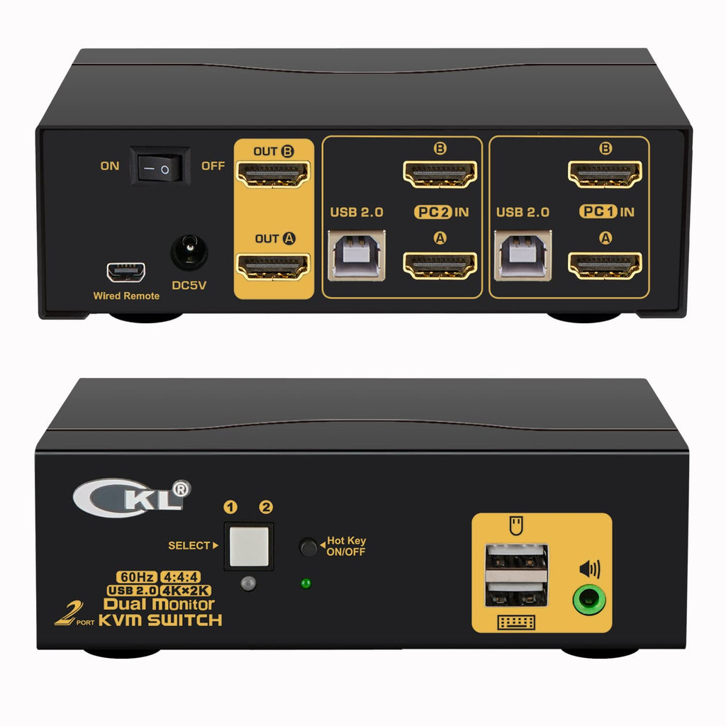 2 Port USB 3.0 KVM Switch Dual Monitor DisplayPort 1.4 4K@144Hz 8K@30Hz K6398