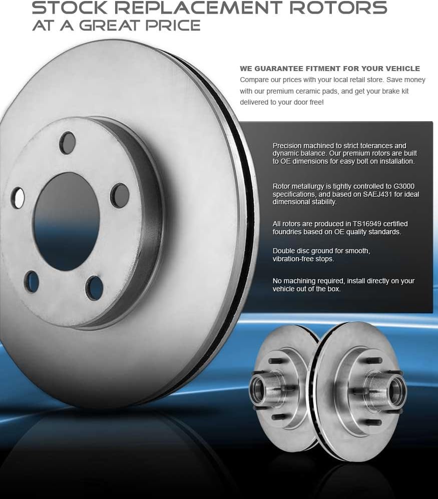 330mm Front + 325mm Rear 5 Lug Rotors + Ceramic Brake Pads + Sensors U5656