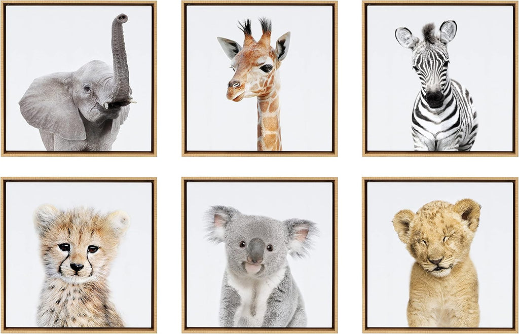 Framed Canvas Wall Art Set of 6, 13x13 Natural Y26548