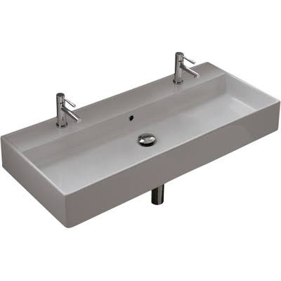 39.3x22 Rectangular Ceramic Wall Mounted Sink with Overflow H9804