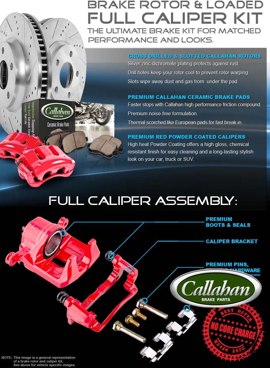 Powder Coated Red Calipers Rotors Ceramic Pads Kit Q240220