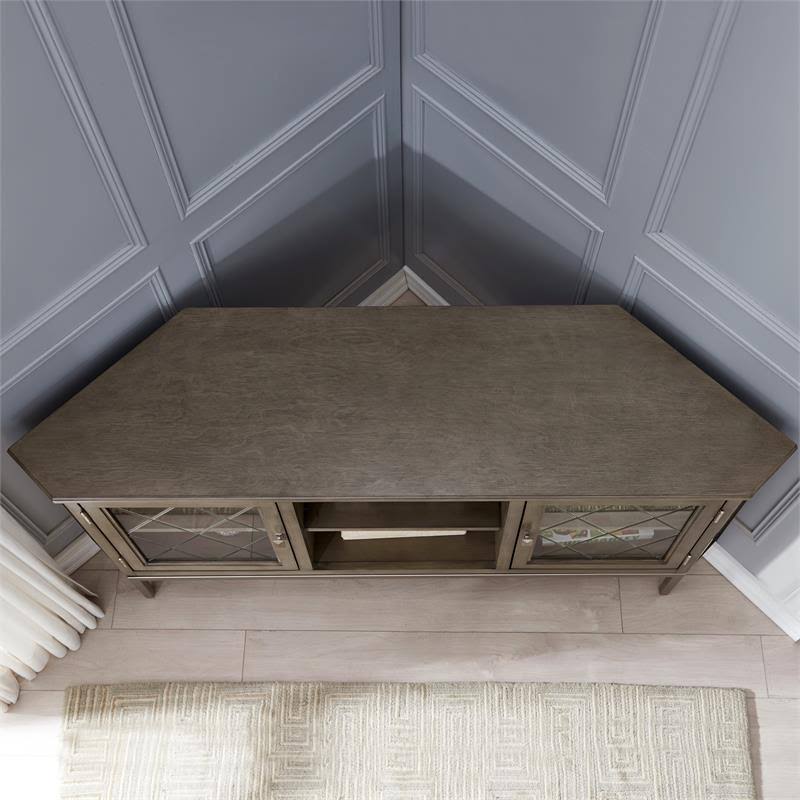 Gray Corner TV Stand with Metal Base S8924