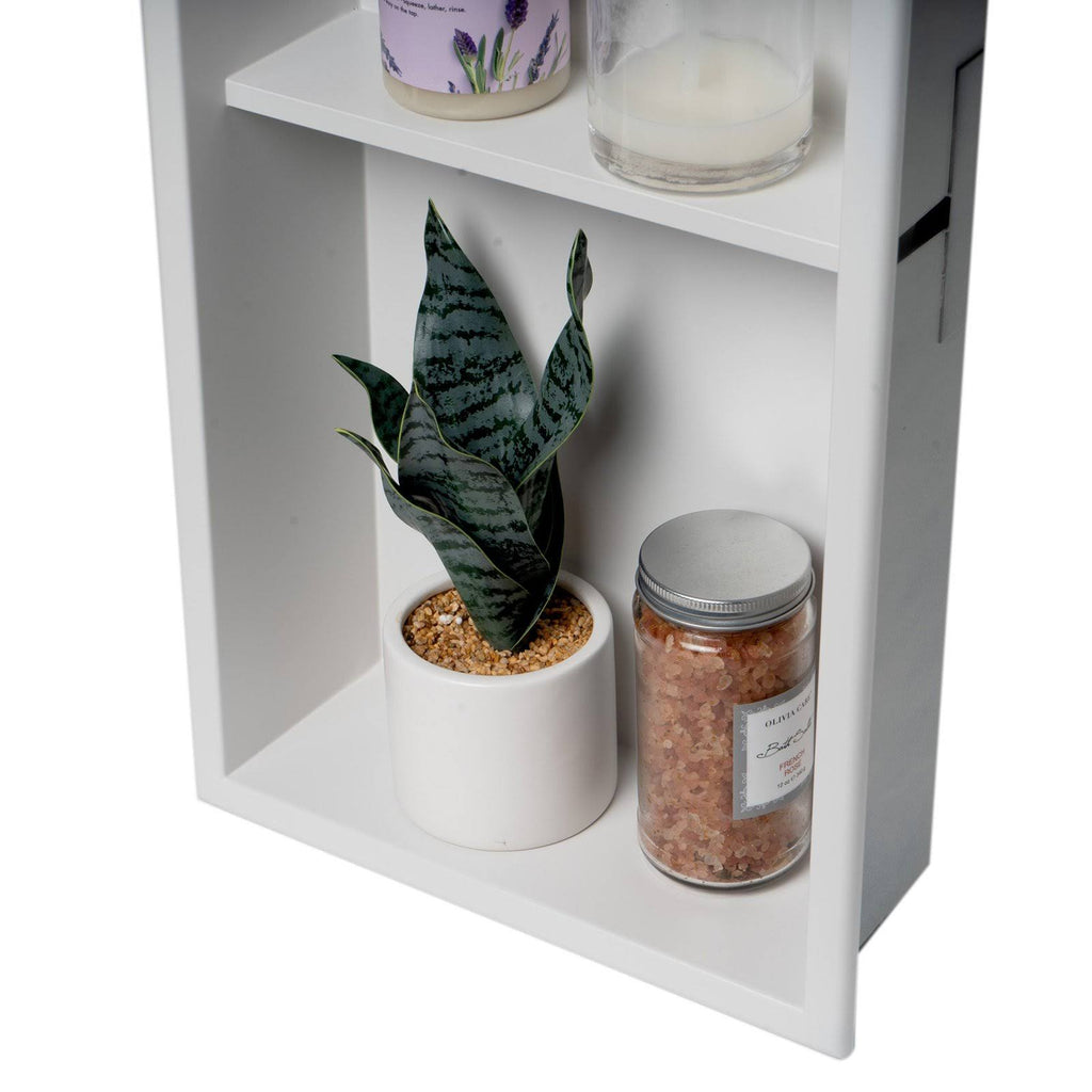 12 x 24 Stainless Steel Vertical Double Shelf Bath Shower Niche Matte White J583912