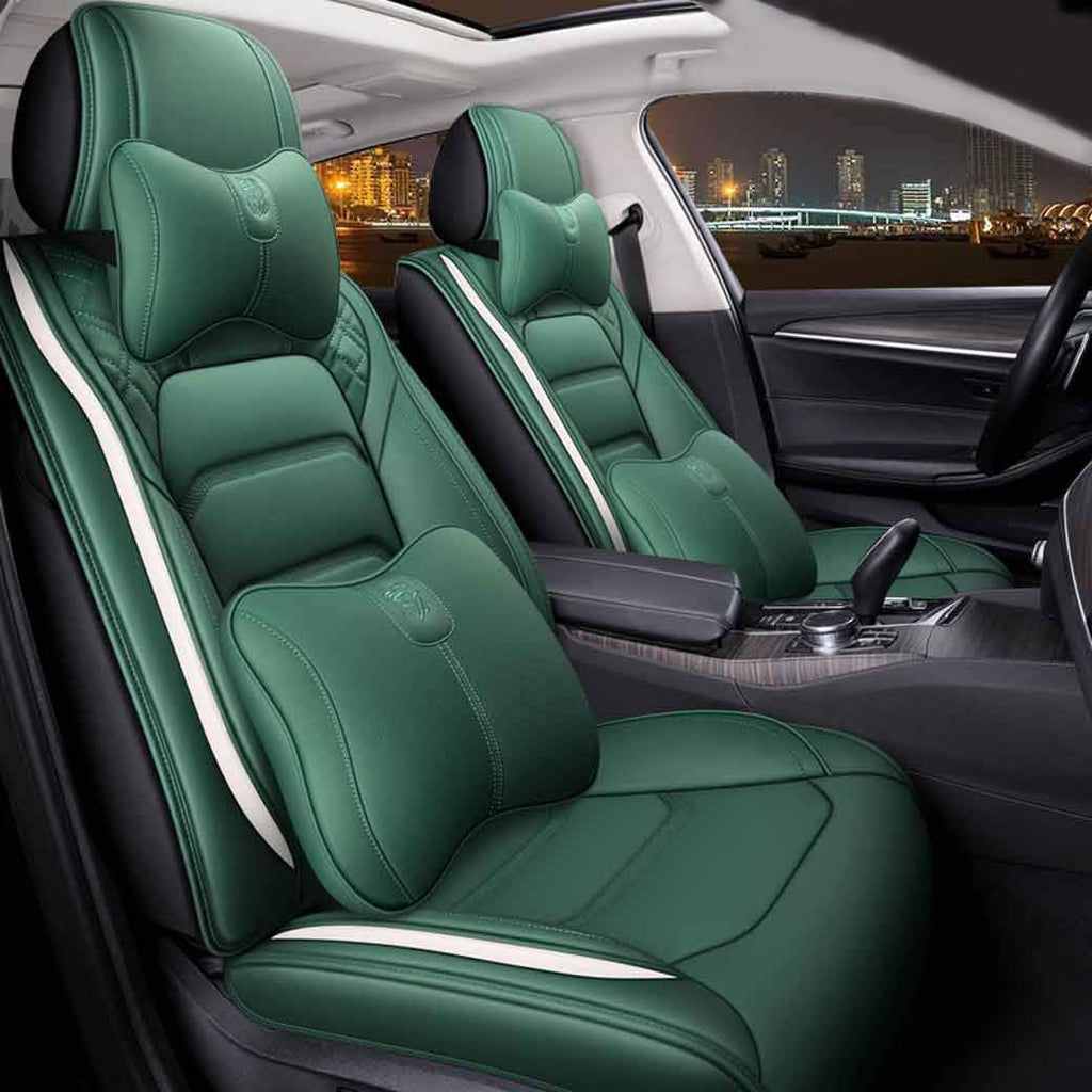 Leather Car Seat Covers 5 Seats Full Set Black Pink Q613675