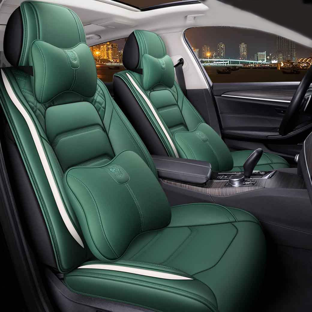 Leather Car Seat Covers 5 Seats Full Set Black Pink Q613675