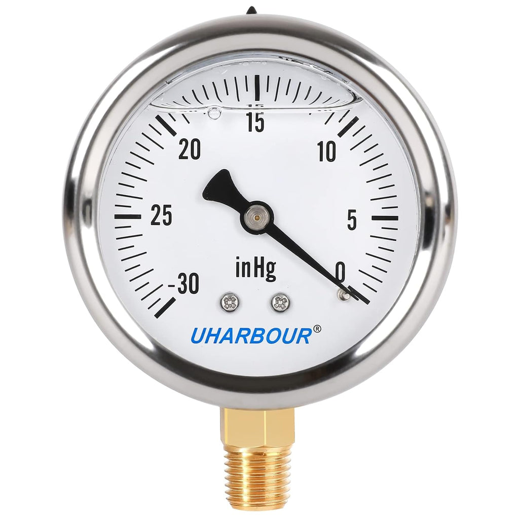 Glycerin Filled Pressure Gauge 5000psi/350bar Stainless Steel 2-1/2 dial 1/4NPT Back Connection D844220