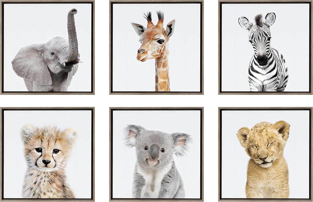 Framed Canvas Wall Art Set of 6, 13x13 Natural Y26548