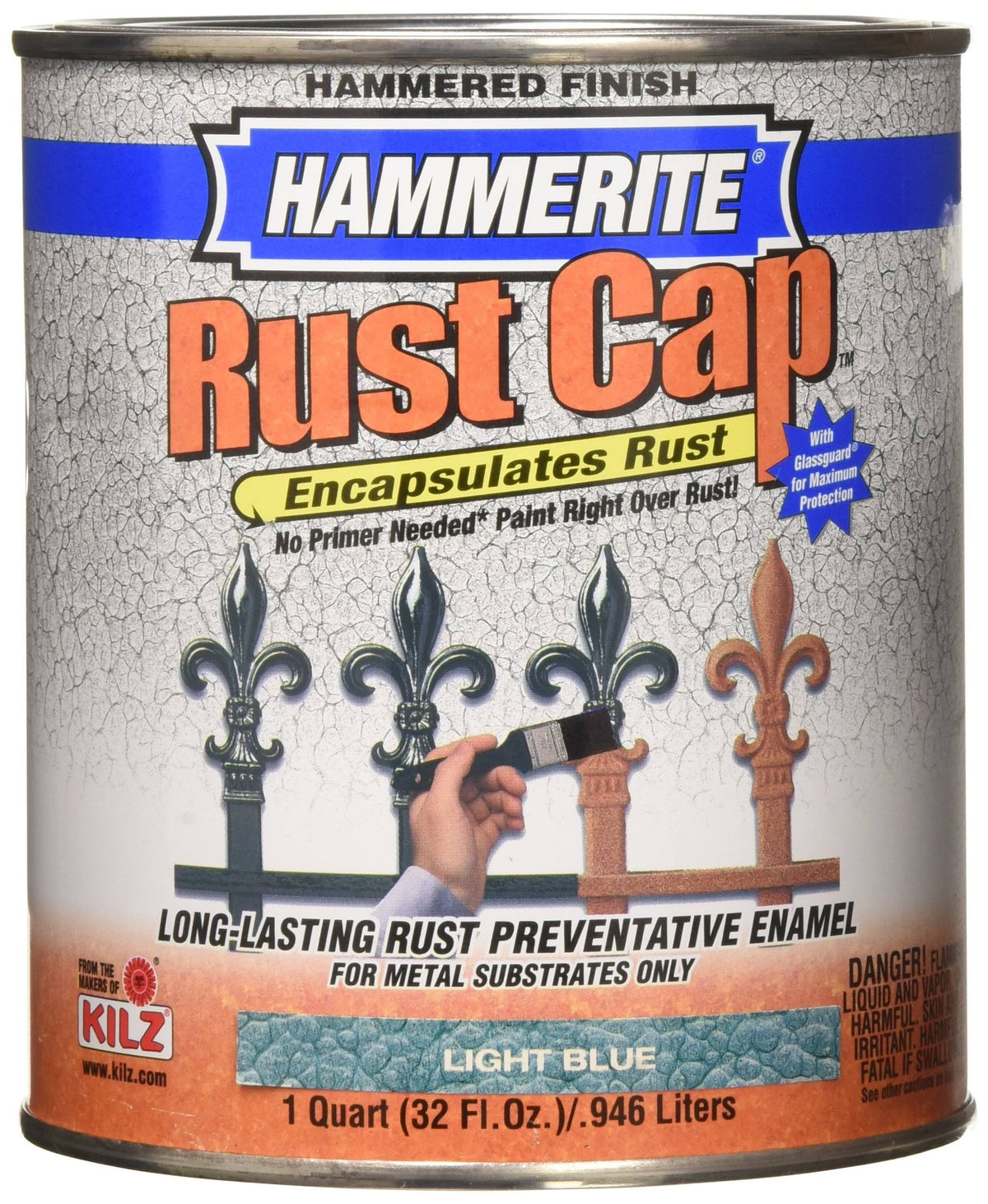 Light Blue Hammered Finish Enamel Paint 1 qt J34689