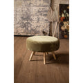 Velvet Ottoman with Wooden Legs O2028