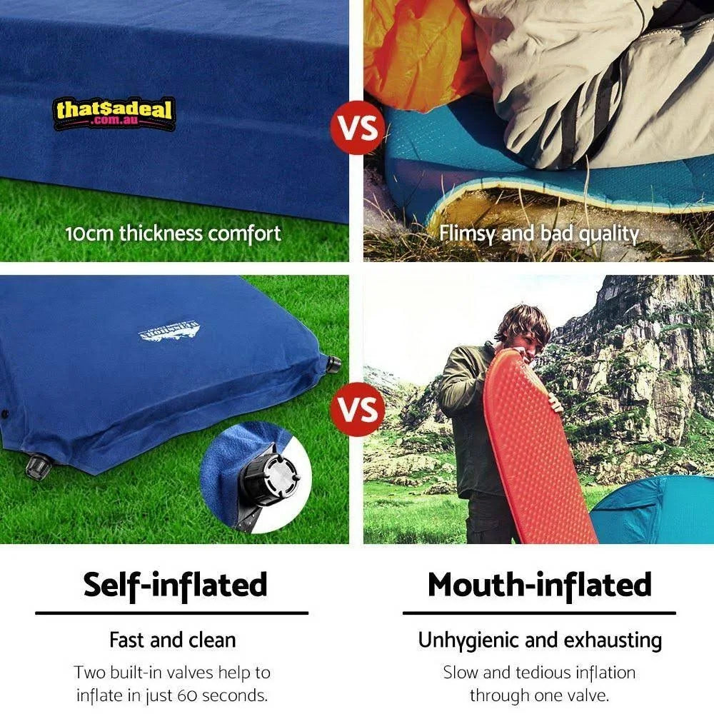 Self Inflating Camping Sleeping Mat Double Navy 10cm Thick U71745