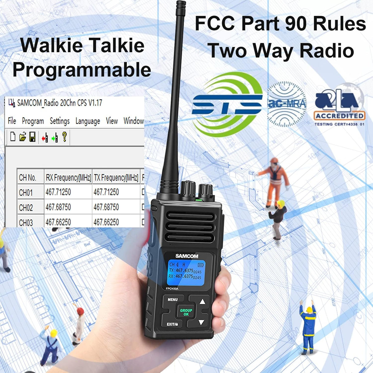 5 Watts UHF Programmable Handheld Two Way Radios 6 Packs W57928