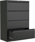 4 Drawer Black Metal Lateral File Cabinet with Lock K8400