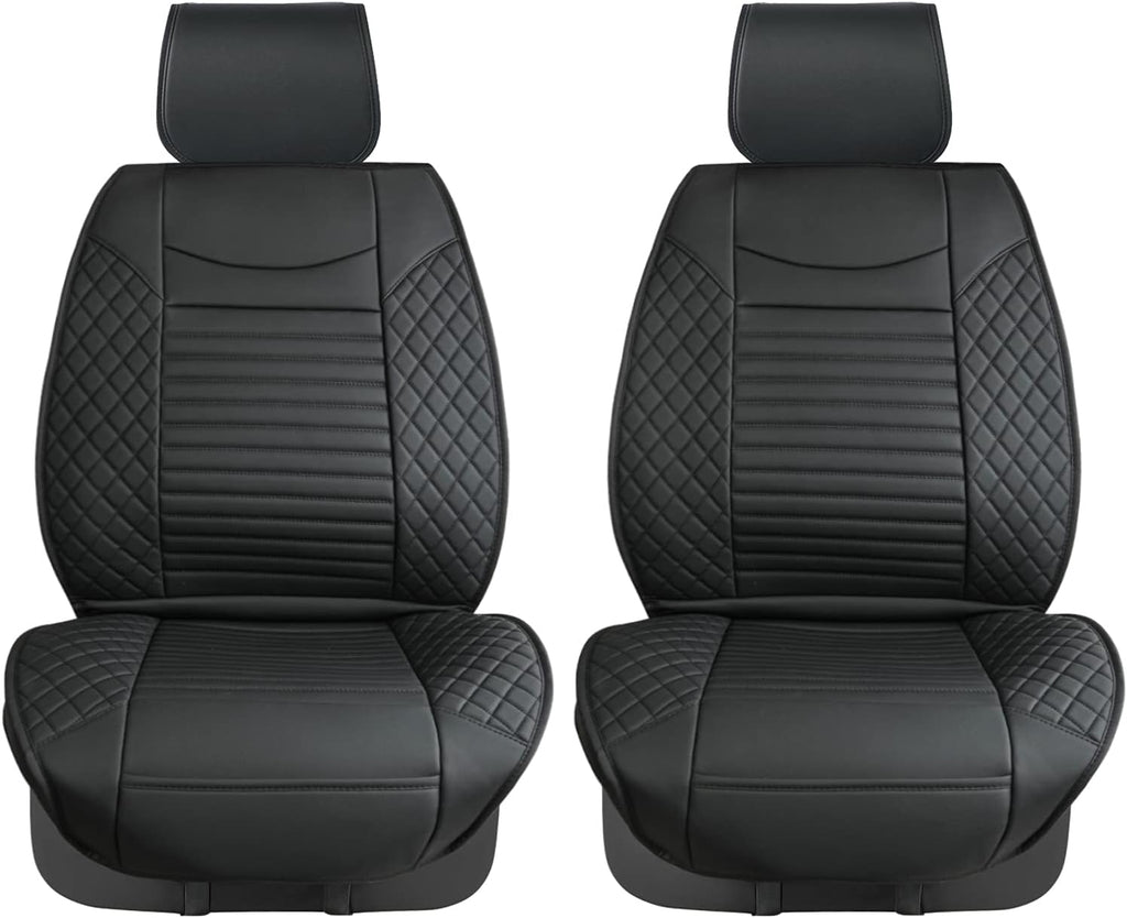 Black Red Waterproof Leather Car Seat Covers Set of 2 Z343