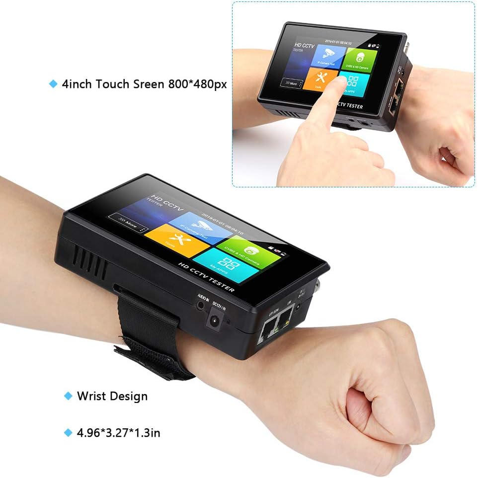 4 Inch Portable IP Camera Tester 4K H.265 CVBS CVI TVI AHD Analog with POE V7401