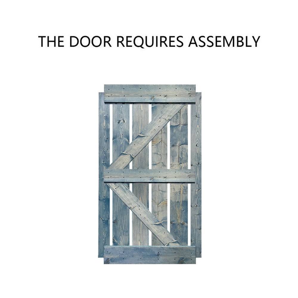 Stained Wood Sliding Barn Door with Hardware Kit O71651
