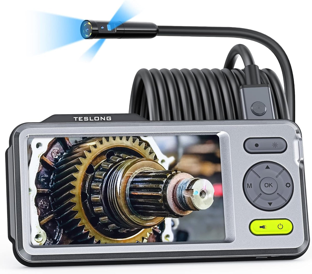 Triple Lens Inspection Camera, Waterproof Borescope with Light, 5 IPS Screen, 16.4ft Flexible Cable P729