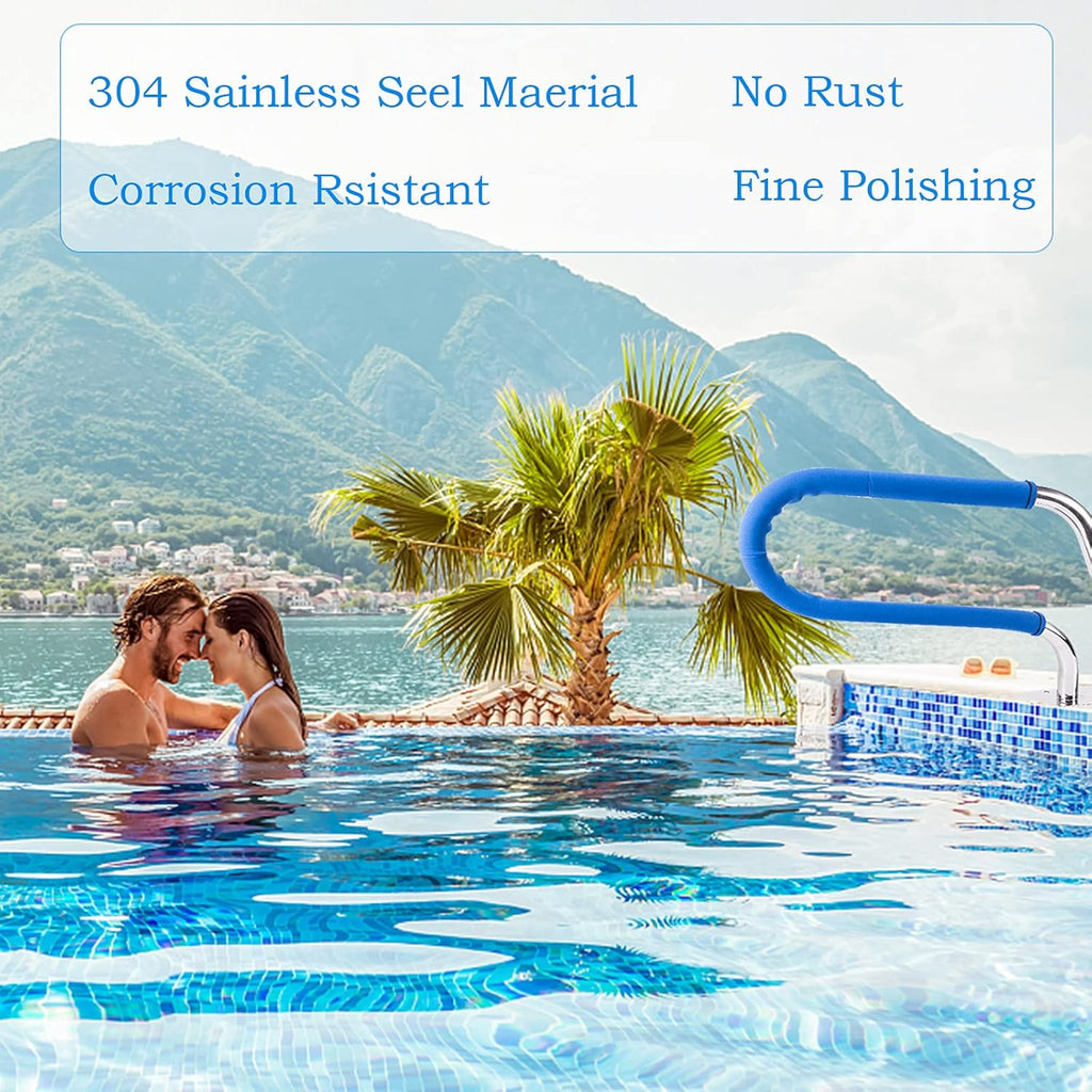 Stainless Steel Pool Hand Rail with Blue Grip Cover Q294
