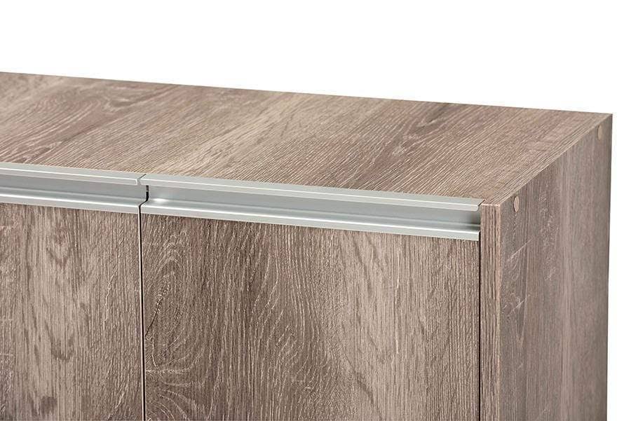 Weathered Oak Finished Wood 2-Door Shoe Cabinet E1709