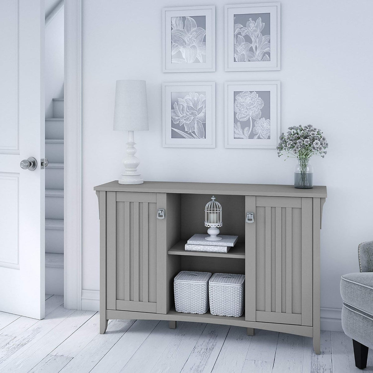 Cape Cod Gray Storage Cabinet with Doors & 6 Cube Organizer K62728