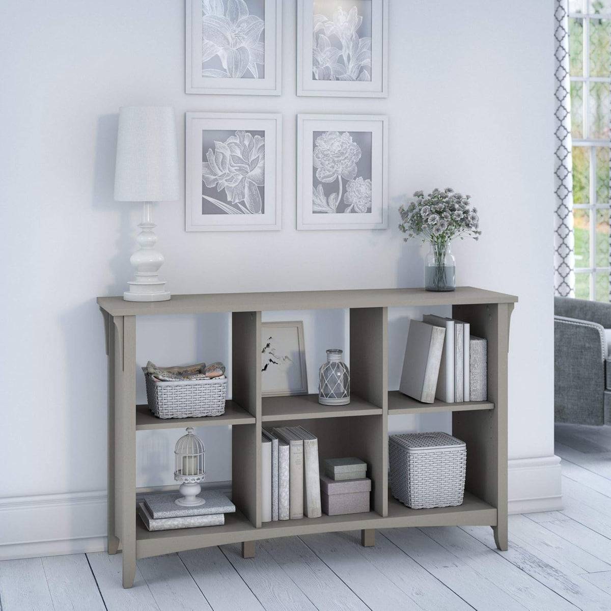 Cape Cod Gray Storage Cabinet with Doors & 6 Cube Organizer K62728